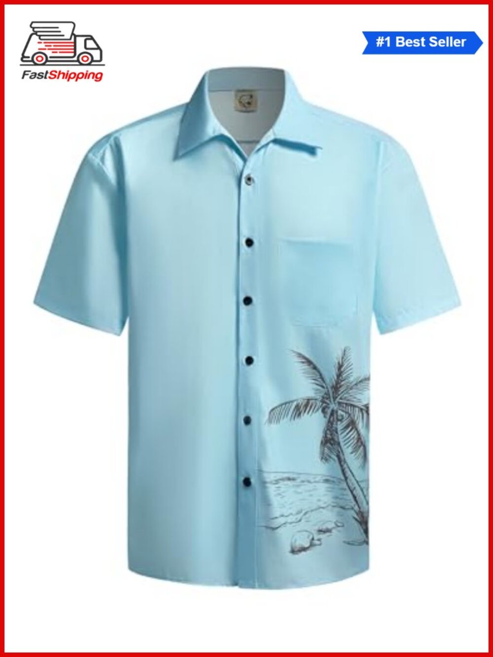✨Hardaddy Men's Coconut Printed Button Down Hawaiian Shirt Short Sleeve Beach